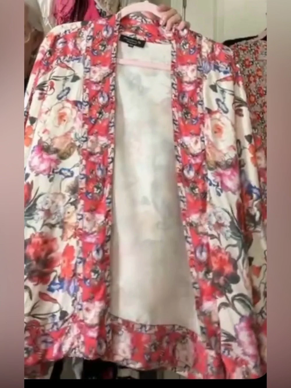 Feathers By Tolani Pink Floral Kimono Cardigan, One Size